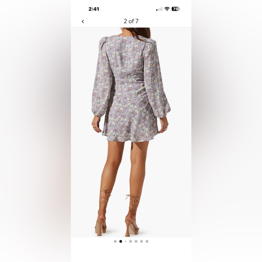 Astr Yellow and Gold Long Sleeve Fit and Flare Dress - Picture 5 of 6